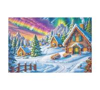Cabaña de Nieve de Invierno Puzzles 1000 Piezas Decorativo Coleccionable Frost Cabin Pines Obra De Arte Rompecabezas Familiar para Adultos Desafío Avanzado DIY Creativo 1000 PCS