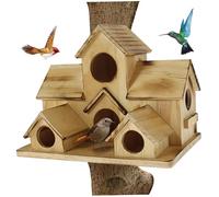 Cabaña de pájaros de Madera, Casas de pájaros para una casa de Madera de casa de múltiples Agujeros con choza de 6 Agujeros para decoración del jardín al Aire Libre, decoración del jardín al a