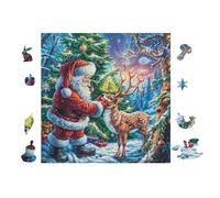 Cabaña de Papá Noel con Ciervos Puzzle 100 Piezas Cartón Blanco Premium para Expertos Mejora Concentración Ejercita La Mente Actividad Días Libres 28x28cm