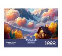 Cabaña del Pueblo de Las Montañas Puzzle 1000 Piezas para Entretenimiento Creativo Regalo DiVersión Obra De Arte Rompecabezas Juguetes Desafiantes Adultos Y Niños A Partir De 12 Años 70x50cm/1000pcs