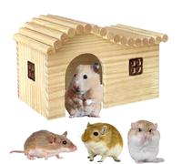 Cabaña escondite de madera de conejillo de indias con ventana, casa de madera para ratas, chinchillas, erizos, hámsteres, conejos, conejitos (tamaño mediano)