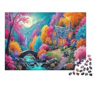 Cabaña Fantasía Rompecabezas 1000 Piezas para Adultos Pueblo Colorido Junto al Río Juego Imposible | Regalo para Familias y Adolescentes 38x26cm/1000pcs