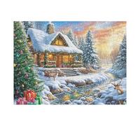 Cabaña Invernal Nevada Scene Rompecabezas 500 Piezas Cartón Grueso para Coleccionistas Noches De Cita Mejora Concentración Ocio En Casa Regalo Reyes Magos 500 PCS