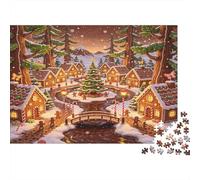 Cabaña Invernal Puzzle de 1000 Piezas Puzzle para Adultos Pueblo Nevado Relajación Puzzle para Toda la Familia Regalo Festivo 70x50cm/1000pcs