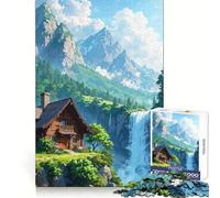 Cabaña Junto a una Cascada en un Paisaje de montaña Rompecabezas para Adultos de 1000 Piezas Un desafío para el Pensamiento Tiempo Libre para Cortar con precisión Un Regalo Original y considerado