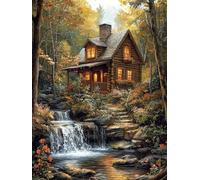 Cabaña Kit Pintura de Diamantes 5D Adultos Principiantes, bosque Diamond Art Kit Completo, Actividad Relajación Antiestrés, Regalos Originales para Mujeres Cumpleaños, Decoración Hogar 40x60cm qo-907