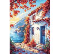 Cabaña Kit Pintura de Diamantes 5D Adultos Principiantes, otoño Diamond Art Kit Completo, Actividad Relajación Antiestrés, Regalos Originales para Mujeres Cumpleaños, Decoración Hogar 40x60cm qo-905