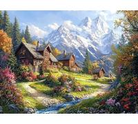 Cabaña Kit Pintura de Diamantes Adultos Principiantes, paisaje Diamond Art Kit Completo, Actividad Relajación Antiestrés, Regalos Originales para Mujeres Cumpleaños, Decoración Hogar 12x16 inch qo-832