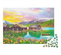 Cabaña Lago montaña Puzzle 1000 Piezas De Cartón Grueso Rompecabezas Anti Estrés Adultos para Cuadro para Decorar como Regalo Original 70x50cm/1000pcs