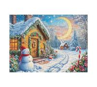 Cabaña navideña Nevada Scene Rompecabezas 500 Piezas Cartón para Toda La Familia Juego Compartir Estimulación Cognitiva Regalo Fin De Año Mejor Valorado 500 PCS