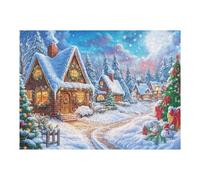 Cabaña navideña Nieve Rompecabezas 500 Piezas Cartón para Niños Mayores 14 Años Noches De Cita Antiestrés Pack Completo Detalle Único Original 500 PCS