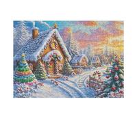 Cabaña Nevada con Luz en el Porche Puzzle 300 Piezas Cartón Blanco Premium para Expertos Eventos Team Building Ejercita La Mente Hobby Y Ocio 300 PCS