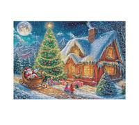 Cabaña Nevada Noche Puzzles 300 Piezas Maquetas Educativas Detalladas Tiempo Feliz Rompecabezas para Familia Construir DIY Aliviar Estrés Decoración Hogar 300 PCS