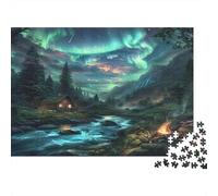 Cabaña Norte Puzzle 1000 Piezas De Cartón Grueso Valle de Aurora Rompecabezas Anti Estrés Adultos para Plan De Fin De Semana como Regalo Original 70x50cm/1000pcs
