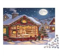 Cabaña Panadería Navideña Puzzle de 1000 Piezas Papel Puzzle para Adultos Noche Invernal Relajante Decoración Regalo Familiar 52x38cm/1000pcs