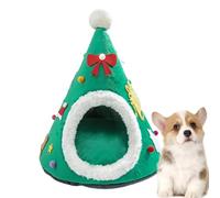 Cabaña para gatos de árbol de Navidad, cama escondite para gatos, tienda de campaña para árbol de Navidad, acogedora cueva para mascotas, cama para gatitos con cojín extraíble, cama interior para