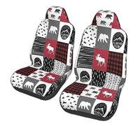 Cabaña Rural Cabaña Salvaje Oso Funda Asiento Coche Suave Fundas Asientos Coche Universales Fundas para Asientos De Coches para Accesorios Interior Conductor Y Copiloto Camión Furgoneta 2 Piezas