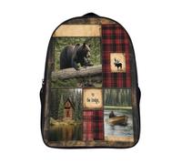 cabaña rústica mochilas impreso diseño ergonómico área silvestre de los osos mochila viaje mochila 3d impresos 2 compartimento-16,para adolescentes y adultos safari de senderismo