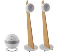 Cabasse 2x Riga 2 blanco mate / roble natural + The Pearl Sub blanco mate - Sistema de altavoces 2.1, Subwoofer inalámbrico, 1000 W