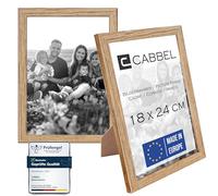 CABBEL Juego de 2 marcos de fotos de 18x24 cm, roble estable, marco de madera MDF irrompible, cristal plexi a prueba de roturas, para colgar y colocar de pie, ideal para fotos/imágenes/collage