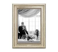 CABBEL Marco de fotos A4 21x30 cm plata - Marco vintage barroco con estilo antiguo para pósters, fotos y certificados - Con acrílico irrompible - Decorativo y elegante - Perfecto para salón