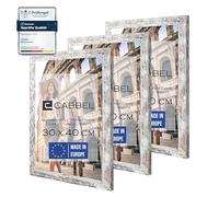 CABBEL set de 3 marcos 30x40 cm Marco de madera MDF con cristal acrílico inastillable, ideal para pósters, retratos en abedul