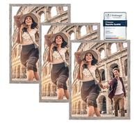 CABBEL set de 3 marcos 30x40 cm Marco de madera MDF con cristal acrílico inastillable, ideal para pósters, retratos en Roble Oscuro