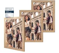 CABBEL set de 3 marcos 30x40 cm Marco de madera MDF con cristal acrílico inastillable, ideal para pósters, retratos en Roble
