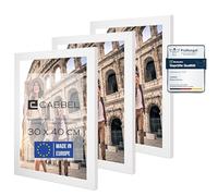 CABBEL set de 3 marcos 30x40 cm Marco de madera MDF con cristal acrílico inastillable, ideal para pósters, retratos en Blanco