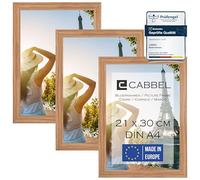 CABBEL set de 3 marcos DIN A4 21x30 Marco de madera MDF con cristal acrílico inastillable, ideal para collages, retratos y certificados en Roble