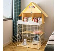 Cabe Cage PLAYPEN Cajas DE CATO DE 3 Tier INTERRADO Las Las con Estable DE Almacenamiento, Caja DE CATO DE Metal PLOTING con TECO Y Puerta - DIY Pet CONCLUSIÓN Lugar Ejercicio Ideal para 1-3 Gatos -