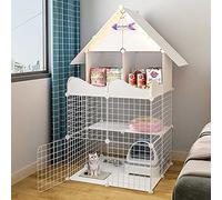 Cabe Cage PLAYPEN Cajas DE CATO DE 3 Tier INTERRADO Las Las con Estable DE Almacenamiento, Caja DE CATO DE Metal PLOTING con TECO Y Puerta - DIY Pet CONCLUSIÓN Lugar Ejercicio Ideal para 1-3 Gatos -