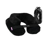 Cabeau Almohada inflable de viaje, Air TNE, ajustable, ligera y de apoyo para dormir en aviones, trenes y automóviles, ajuste personalizado y funda de transporte compacta (negro medianoche)