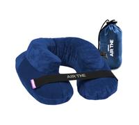 Cabeau Almohada inflable de viaje, Air TNE, ajustable, ligera y de apoyo para dormir en aviones, trenes y automóviles, ajuste personalizado y funda de transporte compacta (azul rey)