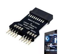 Cabecera de panel frontal USB 2.0 - Placa base a adaptador divisor USB 2.0 doble de 9 pines | Adaptador de conector HUB, extensión Plug and Play para ventilador RGB