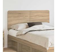 Cabecera moderna de roble sonoma de material a base de madera, forma rectangular, parte posterior terminada, fácil de cuidar, la instalación requiere dos personas y un destornillador.