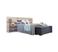 duehome | Cabezal con Led para Cama de Matrimonio, Cabecero Doble, Modelo Ataneq Leds, Acabado en Color Cambria y Grafito, Medidas: 260 cm (Ancho) x 60 cm (Alto) x 3 cm (Fondo)