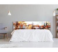 Cabecero Cama Cartón Ecológico Nido de Abeja Imitación Ciudad en Óleo Impresión Digital 135x60 cm | Varias Medidas | Cabecero Ligero, Elegante, Resistente y Económico |