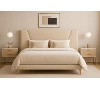 Cabecero cama MALAGA moderno,funcional y gran confort, Cabezal tapizado acolchado con tejido anti manchas fácil limpieza, también disponible en polipiel, resistente y gran durabilidad Beige 150*70Cm