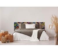 Cabecero Cama PVC Impresión Digital sin Relieve Étnico Multicolor 100 x 60 cm | Disponible en Varias Medidas | Cabecero Ligero, Elegante, Resistente y Económico