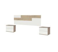 MUEBLES PITARCH Conjunto Pack Cabecero y 2 Mesitas de Noche, Incluye Herrajes para Colgar, Guías metálicas, Cambrian y Blanco, Dormitorio Doble de Matrimonio, para Cama 150, Modelo Erika