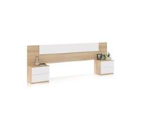 Cabecero con mesitas akari blanco artik (blanco mate) - roble canadian 247 x 50,5 x 3 cm