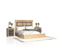 Cabecero con mesitas kira cambria - grafito 160 x 119 x 4 cm