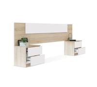 Cabecero con mesitas luca blanco artik (blanco mate) - roble canadian 247 x 95 x 38 cm