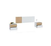 duehome Cabecero con mesitas nitza melamina, blanco artik, 166 x 50 x 3