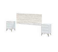 Cabecero con mesitas sweet blanco artik (blanco mate) 160x60x2,5 cm (cabecero) / 34x56x10 cm (mesita)