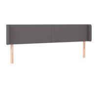 Cabecero con orejas gris 203 x 16 x 78/88 cm piel sintética - Cabecero moderno para dormitorio, piel sintética duradera, fácil montaje para un sueño reparador