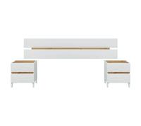 Cabecero de cama con mesitas Tempus (Roble Nodi/Blanco Artik, 3 pzs.)