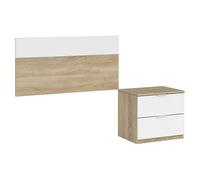 Cabecero de cama y mesita de noche Luca (Roble Canadian/Blanco Artik, 2 pzs.)