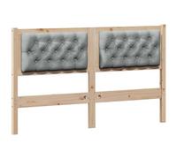 Cabecero de madera maciza de pino de 140 cm, color marrón y gris claro, para camas sin cabecero, ideal para dormitorios y salas de estar modernas, fácil de montar, fácil de limpiar y no daña la